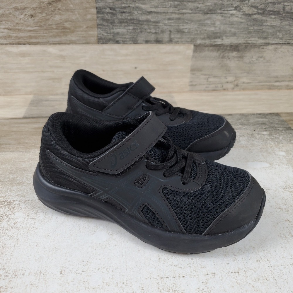 Asics Contend 9 PS Boys Shoes Sz 13 Black Graphite Gray Mesh Hook & Loop Sneaker